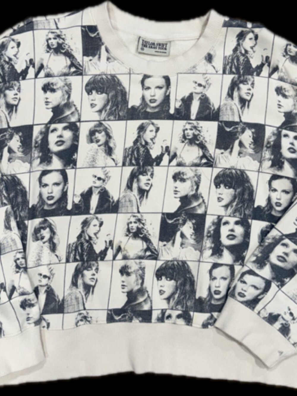 Taylor Swift THE ERAS TOUR Cropped Beige Photo Collage Sweatshirt Rare* | M